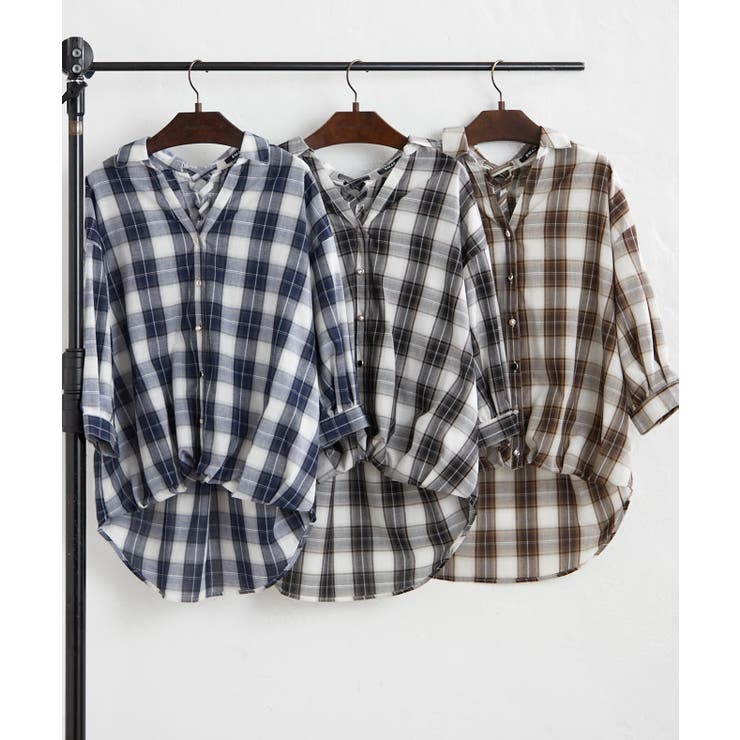 先染めチェックタケノコタックブラウス | RMAF　NICE CLAUP / OLIVE des OLIVE | 詳細画像13 