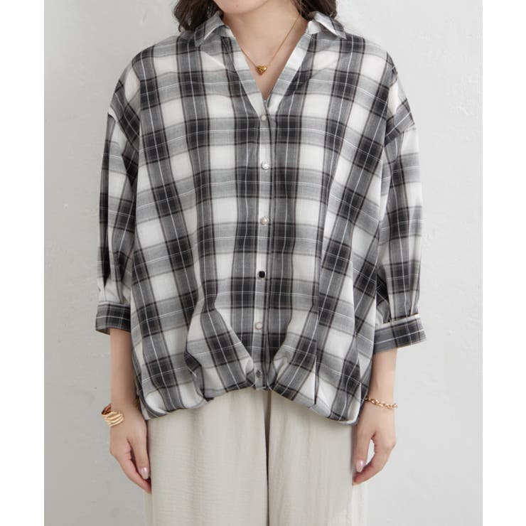 先染めチェックタケノコタックブラウス | RMAF　NICE CLAUP / OLIVE des OLIVE | 詳細画像17 