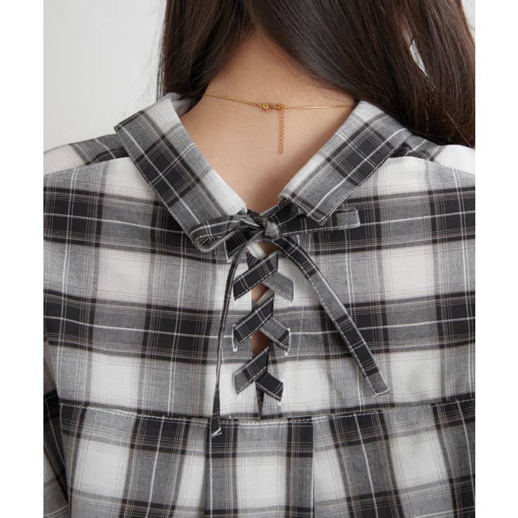 先染めチェックタケノコタックブラウス | RMAF　NICE CLAUP / OLIVE des OLIVE | 詳細画像20 