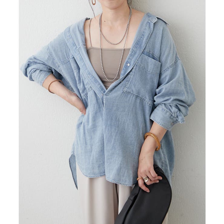サックス | 【夏も着れる】シアーデニム2WAYシャツ | RMAF　NICE CLAUP / OLIVE des OLIVE
