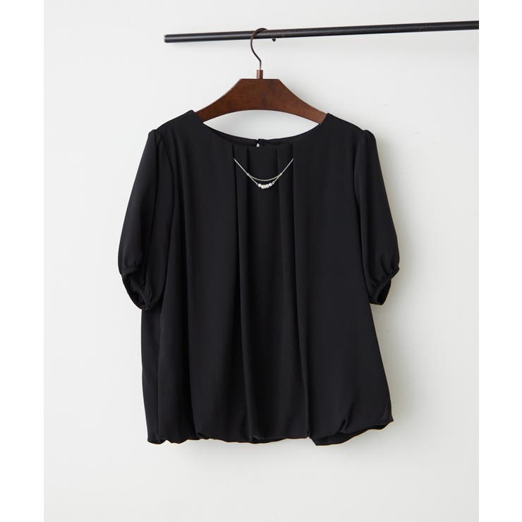 ブラック | 【Web限定】取り外し可能◎チャーム付き裾バルーンブラウス | NICE CLAUP / OLIVE des OLIVE　OUTLET