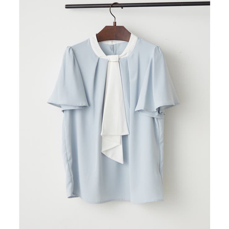 サックス | 【Web限定】取り外し可能◎襟ぐりチャーム付きボウタイブラウス | NICE CLAUP / OLIVE des OLIVE　OUTLET