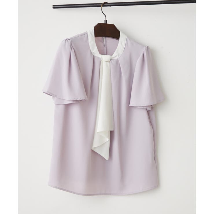 ラベンダー | 【Web限定】取り外し可能◎襟ぐりチャーム付きボウタイブラウス | NICE CLAUP / OLIVE des OLIVE　OUTLET