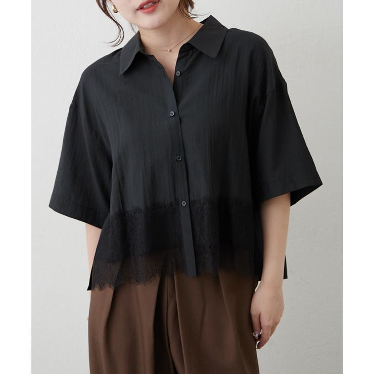 ブラック | 裾レースシャツ | RMAF　NICE CLAUP / OLIVE des OLIVE