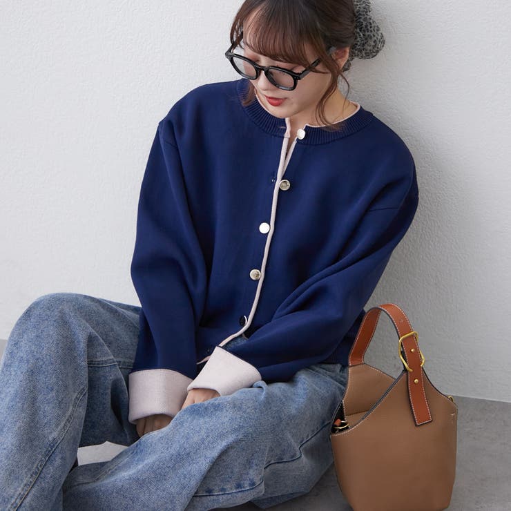 配色カーディガン | RMAF　NICE CLAUP / OLIVE des OLIVE | 詳細画像4 