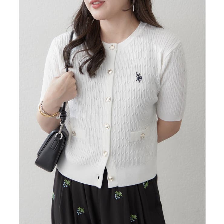 【U.S. POLO ASSN. ×RMAF】半袖ケーブルカーディガン | RMAF　NICE CLAUP / OLIVE des OLIVE | 詳細画像11 