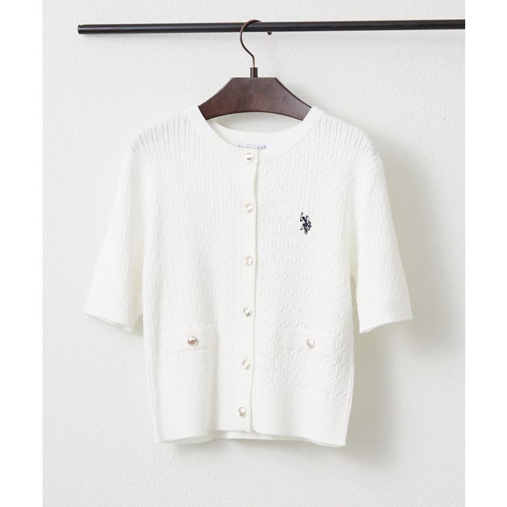 【U.S. POLO ASSN. ×RMAF】半袖ケーブルカーディガン | RMAF　NICE CLAUP / OLIVE des OLIVE | 詳細画像16 