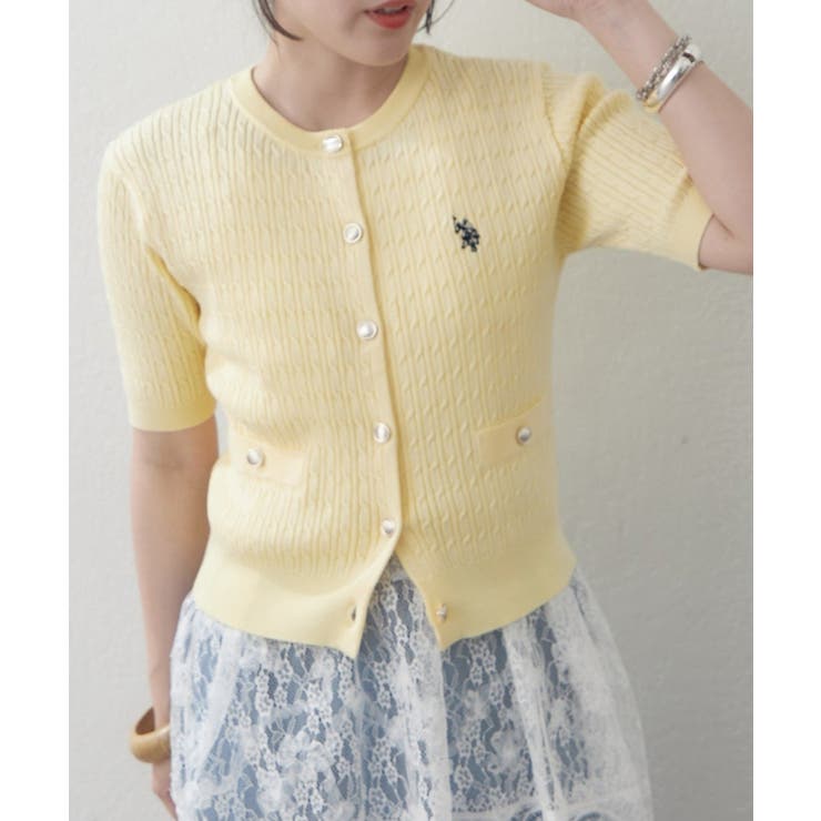 【U.S. POLO ASSN. ×RMAF】半袖ケーブルカーディガン | RMAF　NICE CLAUP / OLIVE des OLIVE | 詳細画像18 