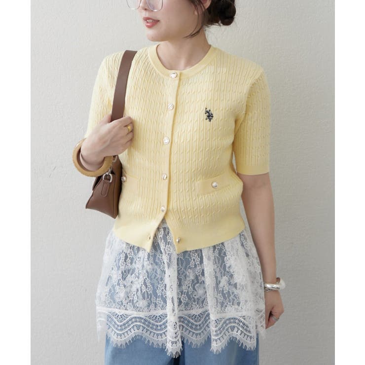【U.S. POLO ASSN. ×RMAF】半袖ケーブルカーディガン | RMAF　NICE CLAUP / OLIVE des OLIVE | 詳細画像19 