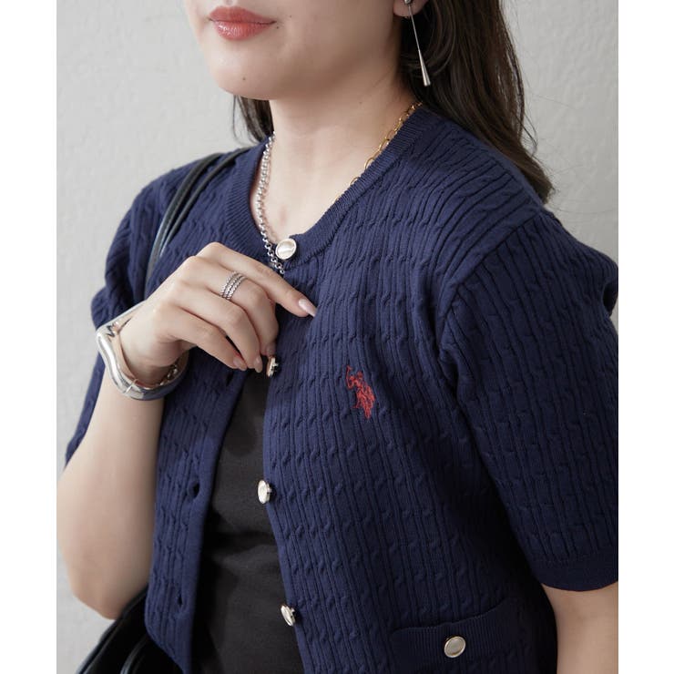 【U.S. POLO ASSN. ×RMAF】半袖ケーブルカーディガン | RMAF　NICE CLAUP / OLIVE des OLIVE | 詳細画像24 