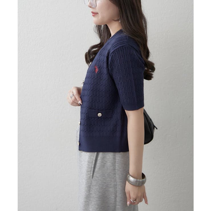 【U.S. POLO ASSN. ×RMAF】半袖ケーブルカーディガン | RMAF　NICE CLAUP / OLIVE des OLIVE | 詳細画像26 