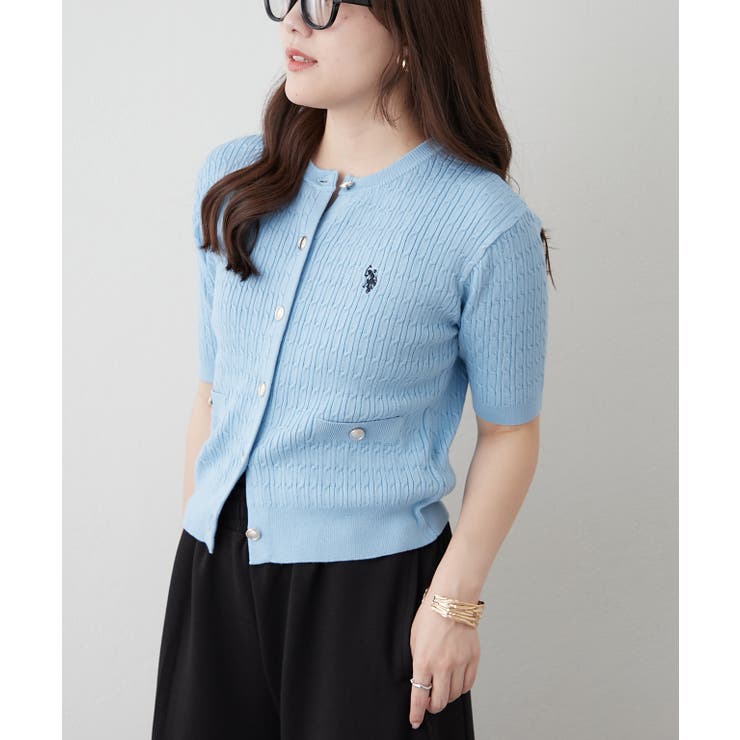 【U.S. POLO ASSN. ×RMAF】半袖ケーブルカーディガン | RMAF　NICE CLAUP / OLIVE des OLIVE | 詳細画像45 