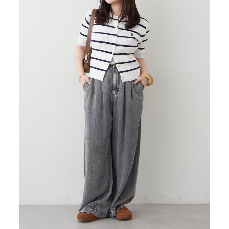 U.S. POLO ASSN. ×RMAF】半袖ケーブルカーディガン[品番：OLOW0018322