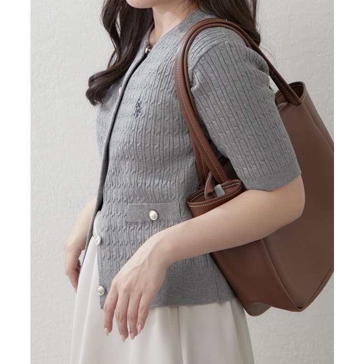 【U.S. POLO ASSN. ×RMAF】半袖ケーブルカーディガン | RMAF　NICE CLAUP / OLIVE des OLIVE | 詳細画像4 