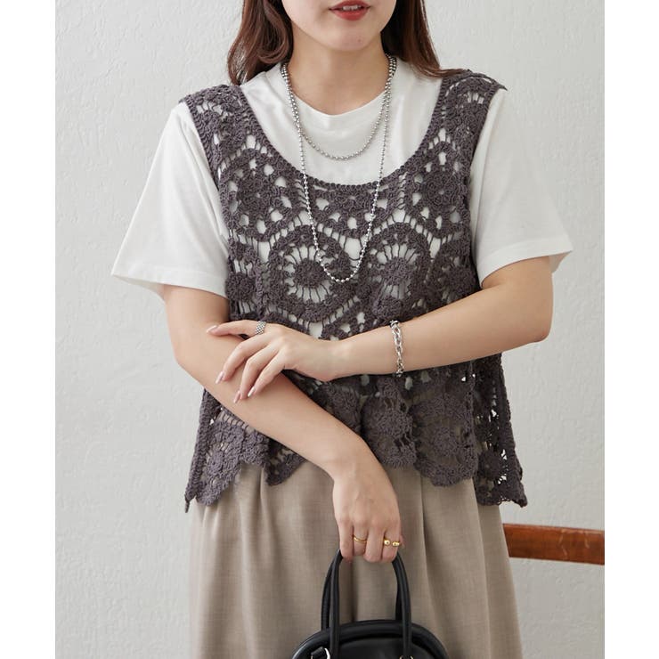 スミクロ | 【セットアイテム】かぎ針ベスト＋Tシャツ | RMAF　NICE CLAUP / OLIVE des OLIVE