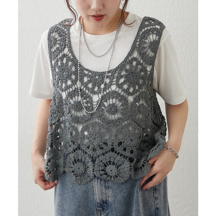 【セットアイテム】かぎ針ベスト＋Tシャツ | RMAF　NICE CLAUP / OLIVE des OLIVE | 詳細画像15 