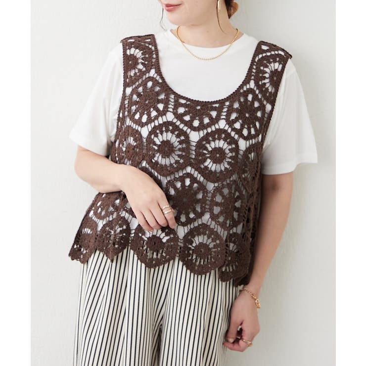 【セットアイテム】かぎ針ベスト＋Tシャツ | RMAF　NICE CLAUP / OLIVE des OLIVE | 詳細画像28 