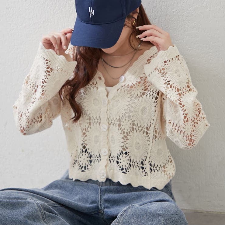 かぎ針Vカーディガン | RMAF　NICE CLAUP / OLIVE des OLIVE | 詳細画像1 