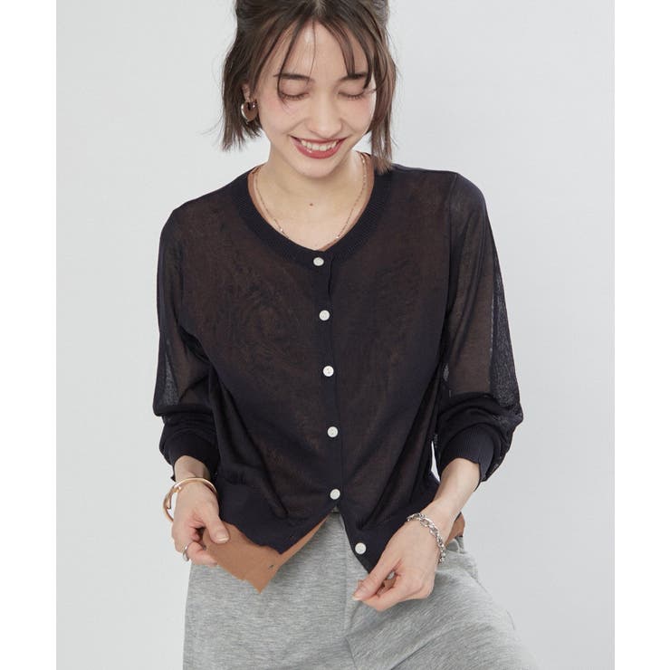 シアーレイヤード配色カーディガン | RMAF　NICE CLAUP / OLIVE des OLIVE | 詳細画像1 