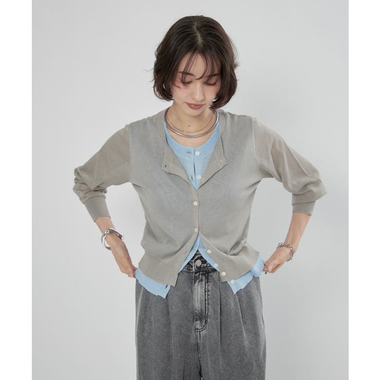 シアーレイヤード配色カーディガン | RMAF　NICE CLAUP / OLIVE des OLIVE | 詳細画像7 