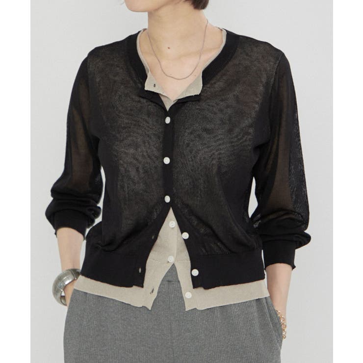 シアーレイヤード配色カーディガン | RMAF　NICE CLAUP / OLIVE des OLIVE | 詳細画像14 