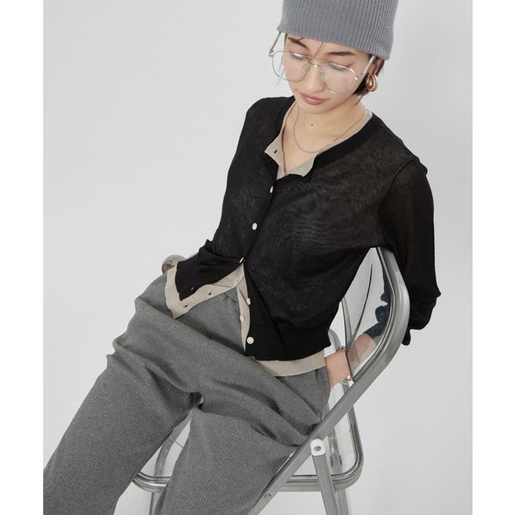 シアーレイヤード配色カーディガン | RMAF　NICE CLAUP / OLIVE des OLIVE | 詳細画像16 