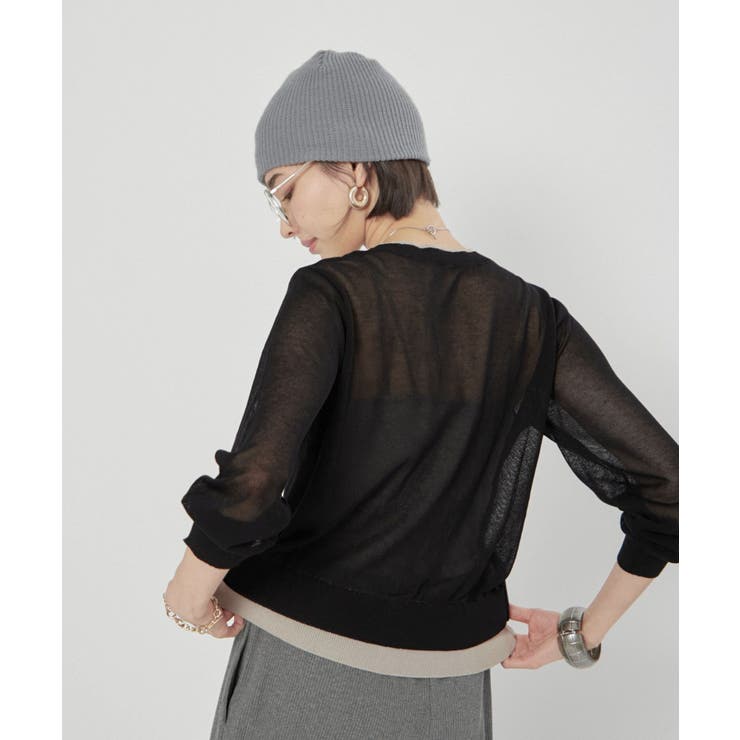 シアーレイヤード配色カーディガン | RMAF　NICE CLAUP / OLIVE des OLIVE | 詳細画像20 