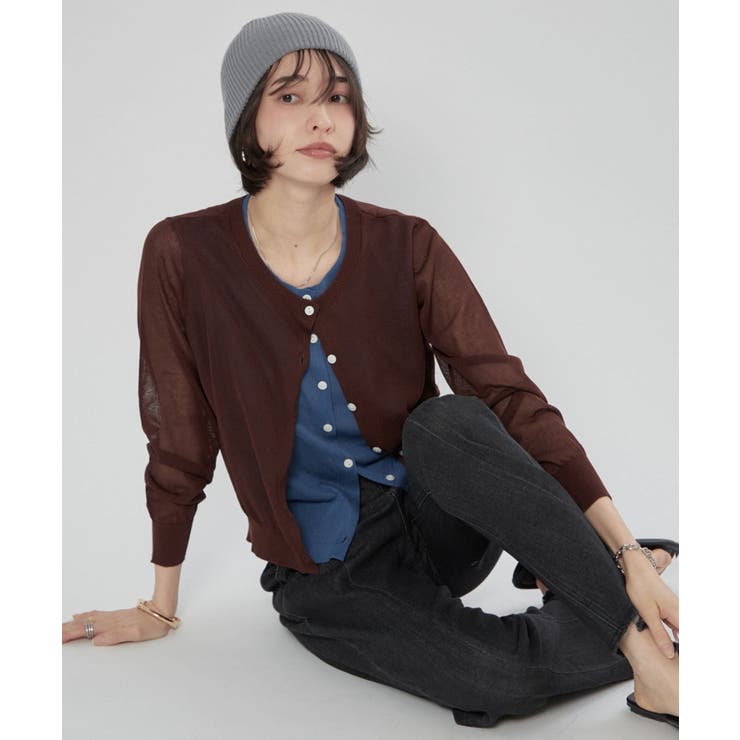 シアーレイヤード配色カーディガン | RMAF　NICE CLAUP / OLIVE des OLIVE | 詳細画像24 