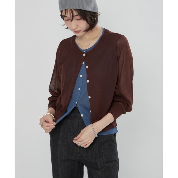 シアーレイヤード配色カーディガン | RMAF　NICE CLAUP / OLIVE des OLIVE | 詳細画像25 