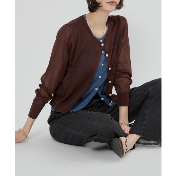 シアーレイヤード配色カーディガン | RMAF　NICE CLAUP / OLIVE des OLIVE | 詳細画像31 