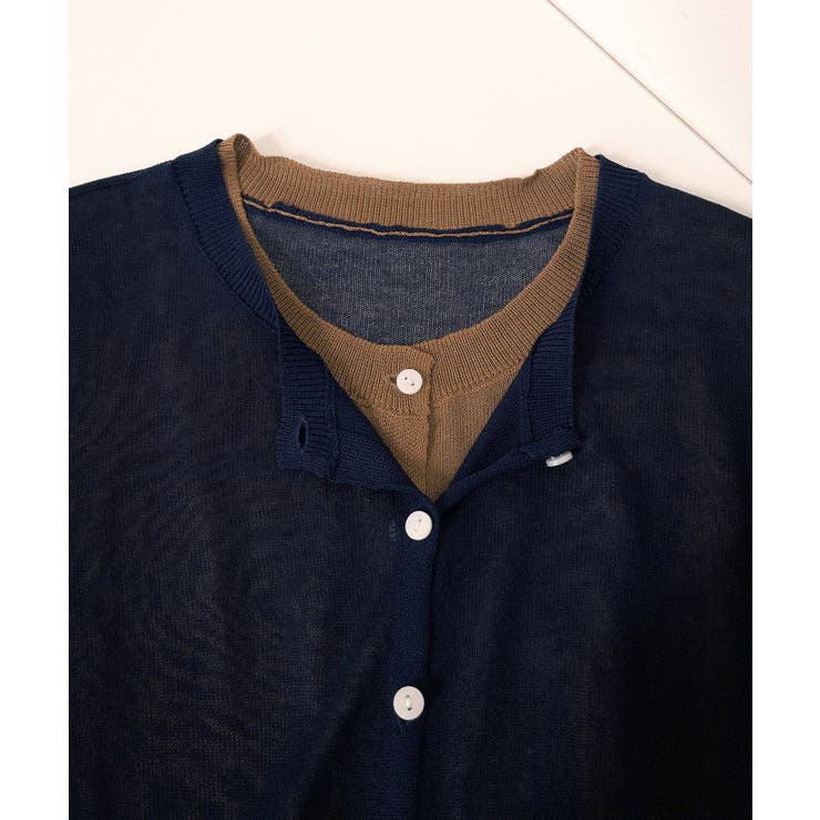 シアーレイヤード配色カーディガン | RMAF　NICE CLAUP / OLIVE des OLIVE | 詳細画像5 