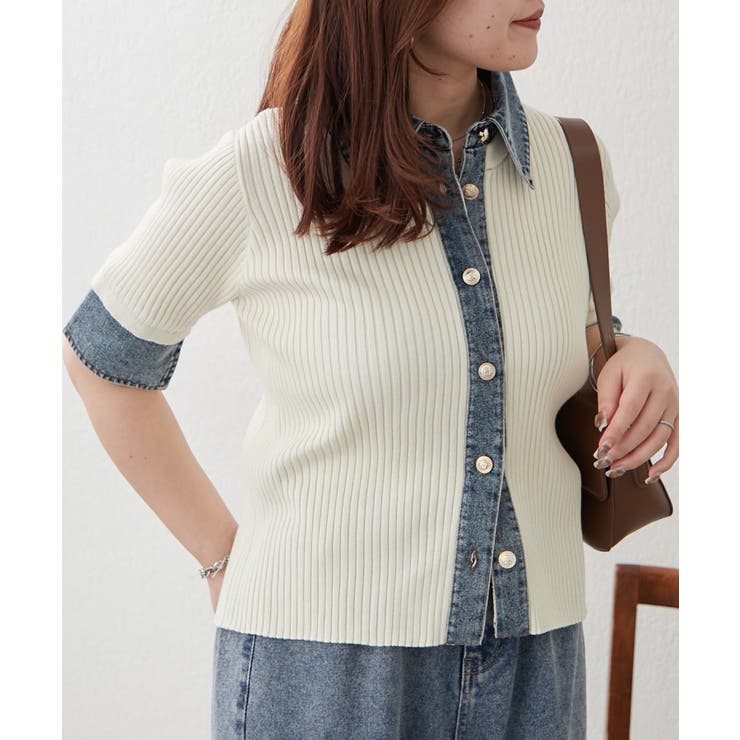 デニム切替カーディガン | RMAF　NICE CLAUP / OLIVE des OLIVE | 詳細画像2 