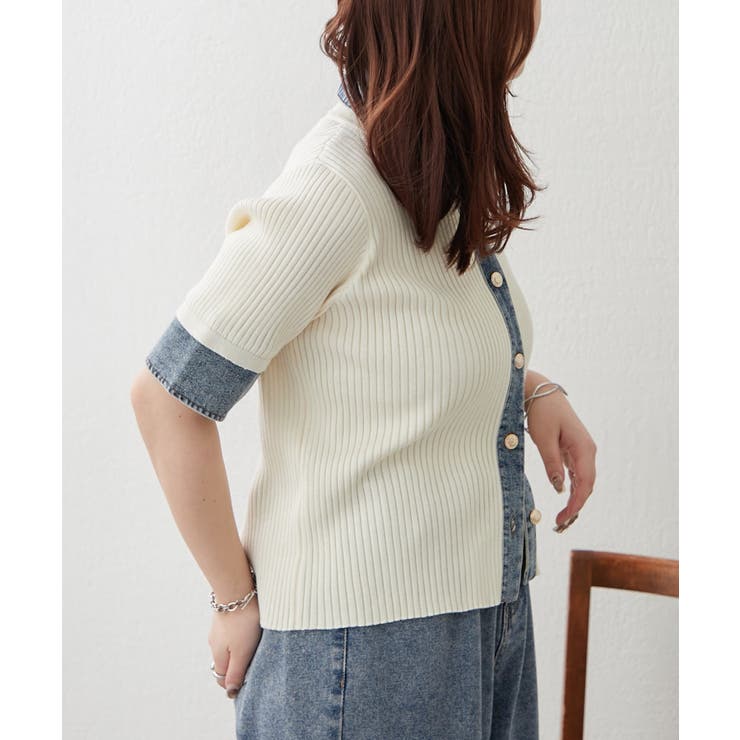 デニム切替カーディガン | RMAF　NICE CLAUP / OLIVE des OLIVE | 詳細画像4 