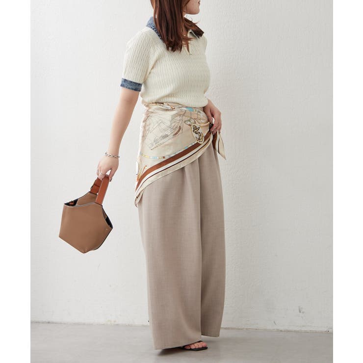 デニム切替ハーフジップ半袖ニット | RMAF　NICE CLAUP / OLIVE des OLIVE | 詳細画像7 