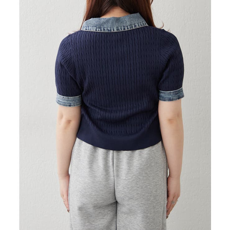 デニム切替ハーフジップ半袖ニット | RMAF　NICE CLAUP / OLIVE des OLIVE | 詳細画像26 