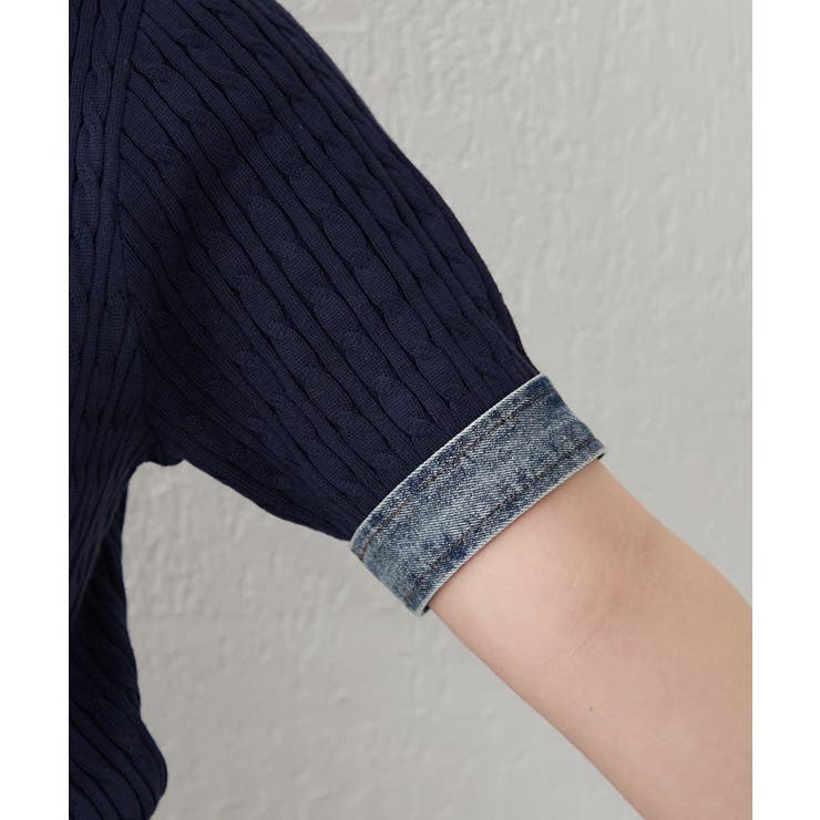 デニム切替ハーフジップ半袖ニット | RMAF　NICE CLAUP / OLIVE des OLIVE | 詳細画像28 