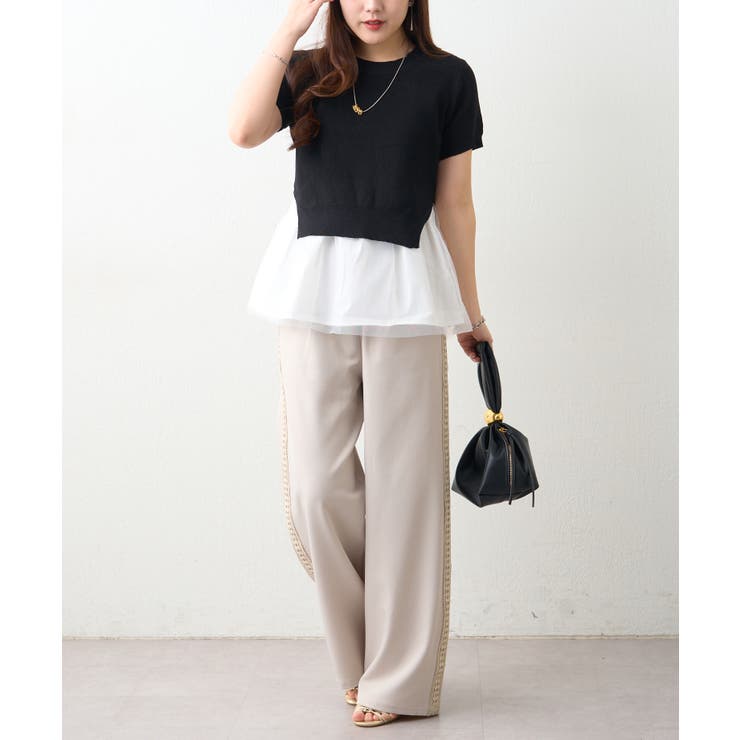 【セットアイテム】M/Lサイズ展開 半袖プルオーバー+ペプラムキャミ | NICE CLAUP / OLIVE des OLIVE　OUTLET | 詳細画像8 