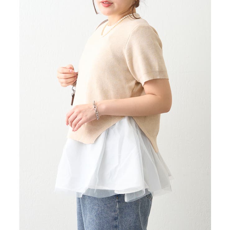 【セットアイテム】M/Lサイズ展開 半袖プルオーバー+ペプラムキャミ | NICE CLAUP / OLIVE des OLIVE　OUTLET | 詳細画像12 