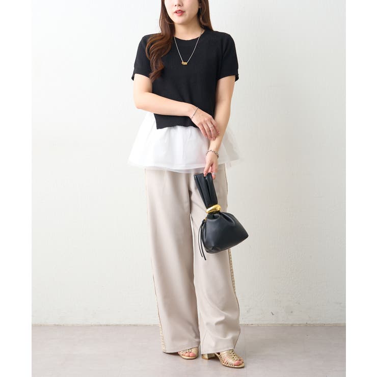 【セットアイテム】M/Lサイズ展開 半袖プルオーバー+ペプラムキャミ | NICE CLAUP / OLIVE des OLIVE　OUTLET | 詳細画像6 