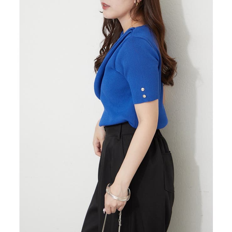 【Web限定】冷感ウォッシャブルドレープ半袖ニット | NICE CLAUP / OLIVE des OLIVE　OUTLET | 詳細画像3 