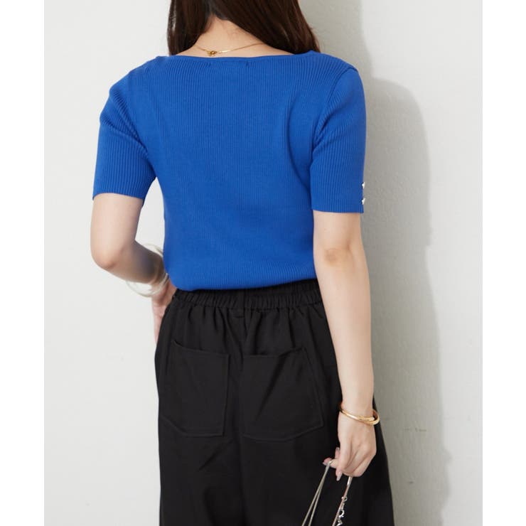 【Web限定】冷感ウォッシャブルドレープ半袖ニット | NICE CLAUP / OLIVE des OLIVE　OUTLET | 詳細画像4 