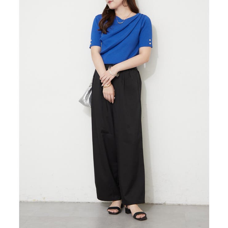 【Web限定】冷感ウォッシャブルドレープ半袖ニット | NICE CLAUP / OLIVE des OLIVE　OUTLET | 詳細画像6 