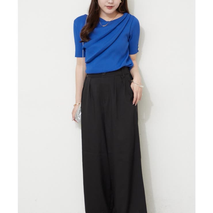 【Web限定】冷感ウォッシャブルドレープ半袖ニット | NICE CLAUP / OLIVE des OLIVE　OUTLET | 詳細画像7 