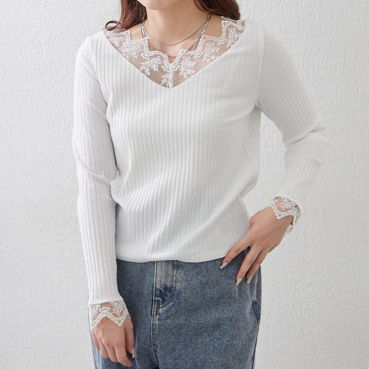 テレコVレース長袖プルオーバー | RMAF　NICE CLAUP / OLIVE des OLIVE | 詳細画像2 