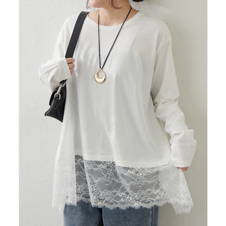 裾レースイレヘムTシャツ | RMAF　NICE CLAUP / OLIVE des OLIVE | 詳細画像1 