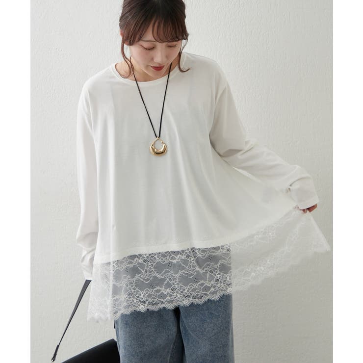 裾レースイレヘムTシャツ | RMAF　NICE CLAUP / OLIVE des OLIVE | 詳細画像3 