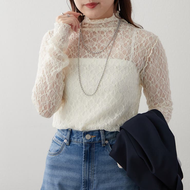 アイボリー | レースボトルネックプルオーバー | RMAF　NICE CLAUP / OLIVE des OLIVE