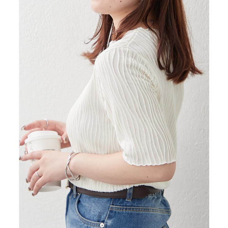 ウェーブジャガードTシャツ | RMAF　NICE CLAUP / OLIVE des OLIVE | 詳細画像3 