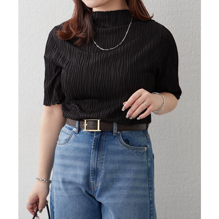 ブラック系 | ウェーブジャガードTシャツ | RMAF　NICE CLAUP / OLIVE des OLIVE