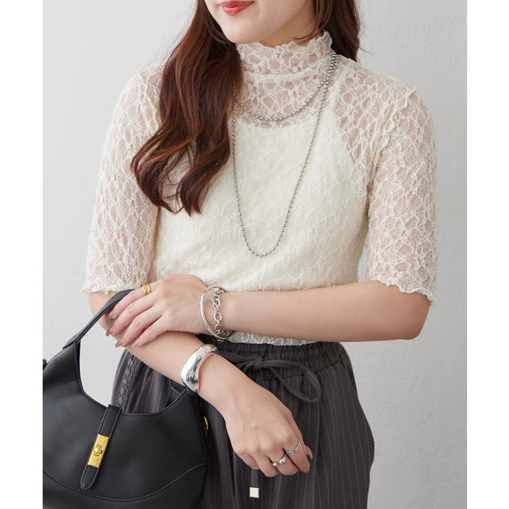 ストレッチレースボトルネックプルオーバー | RMAF　NICE CLAUP / OLIVE des OLIVE | 詳細画像1 